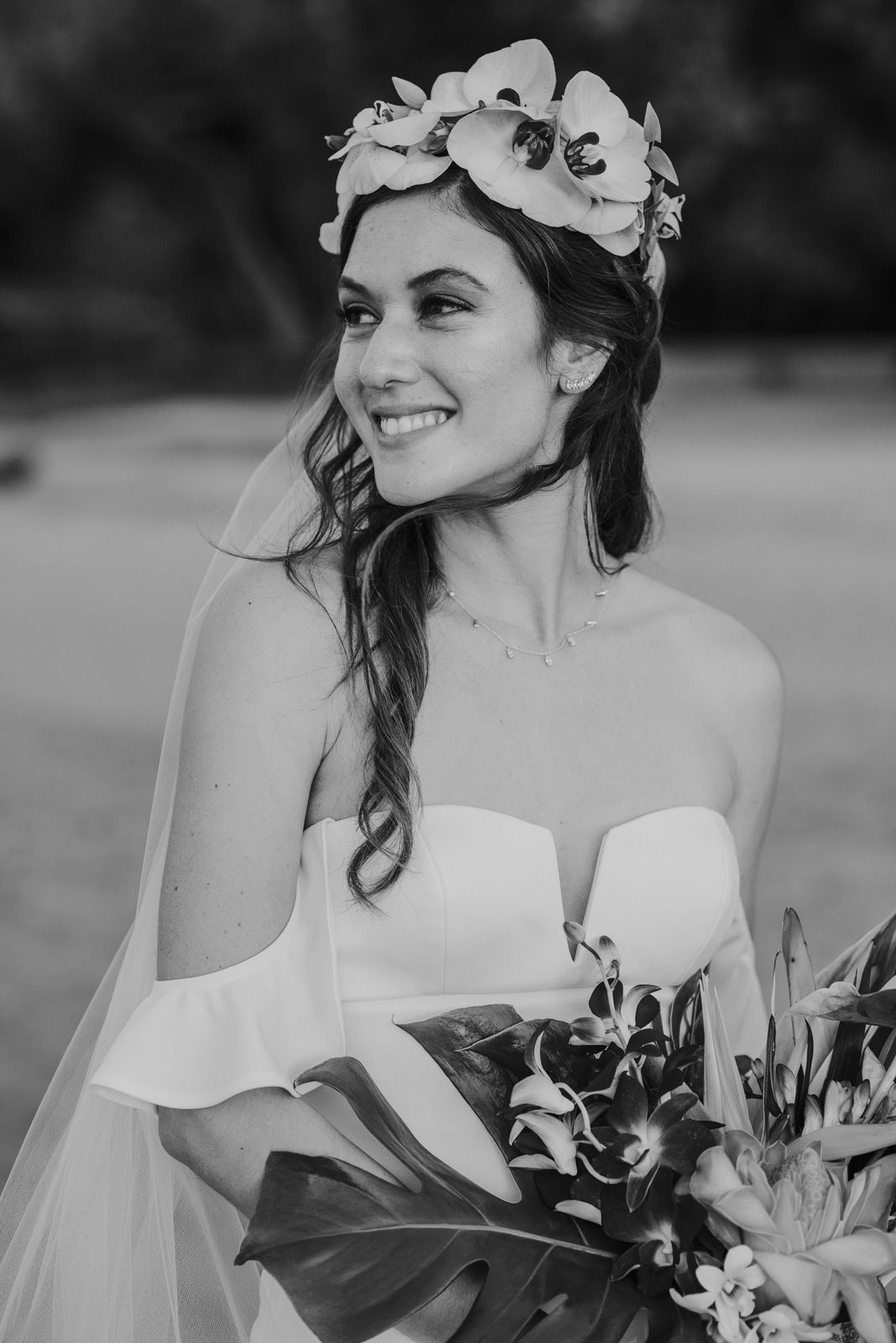 retrato en blanco y negro de la novia